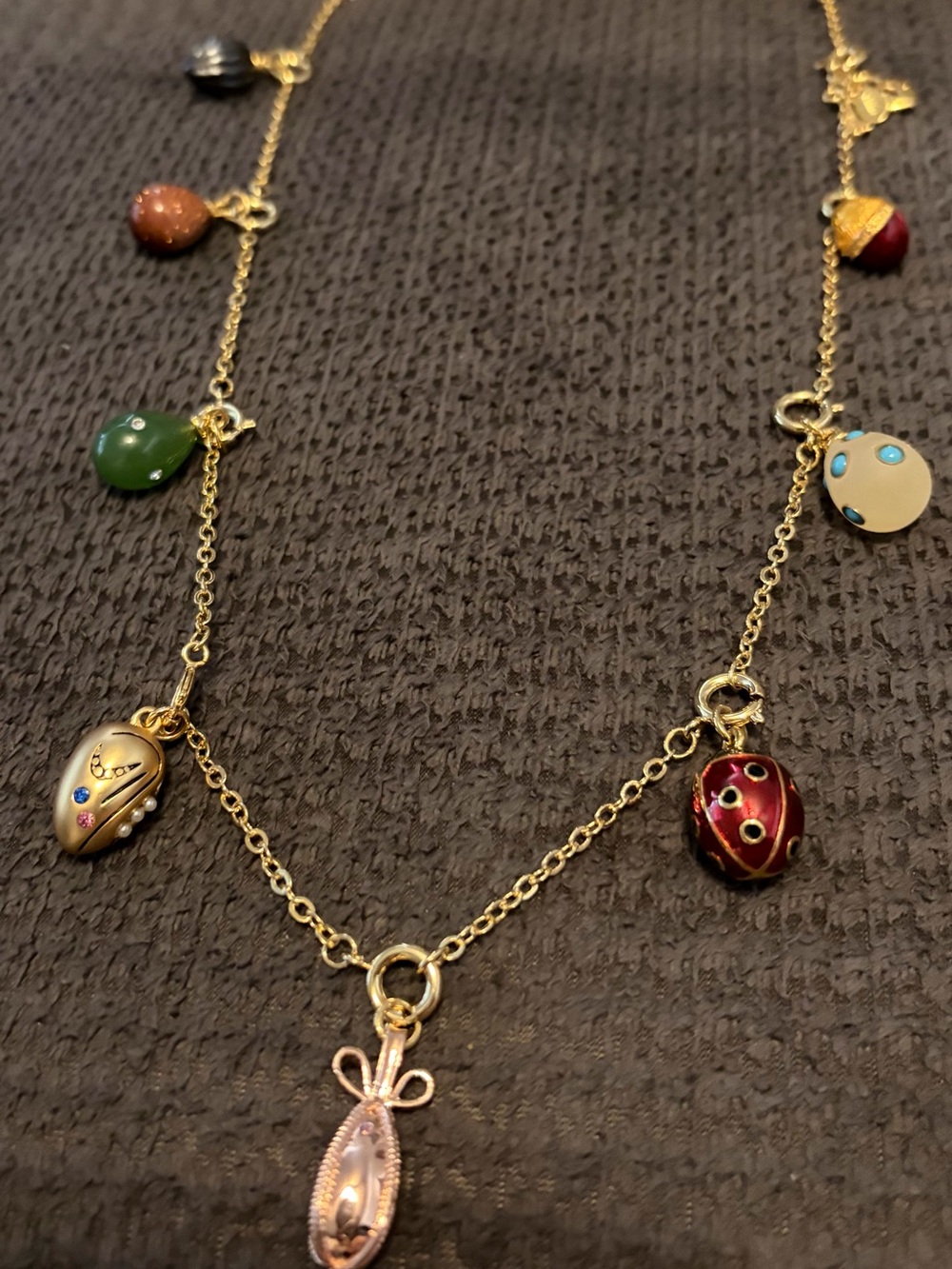Joan Rivers Multi-faberge egg Charm Necklace includes nine charms